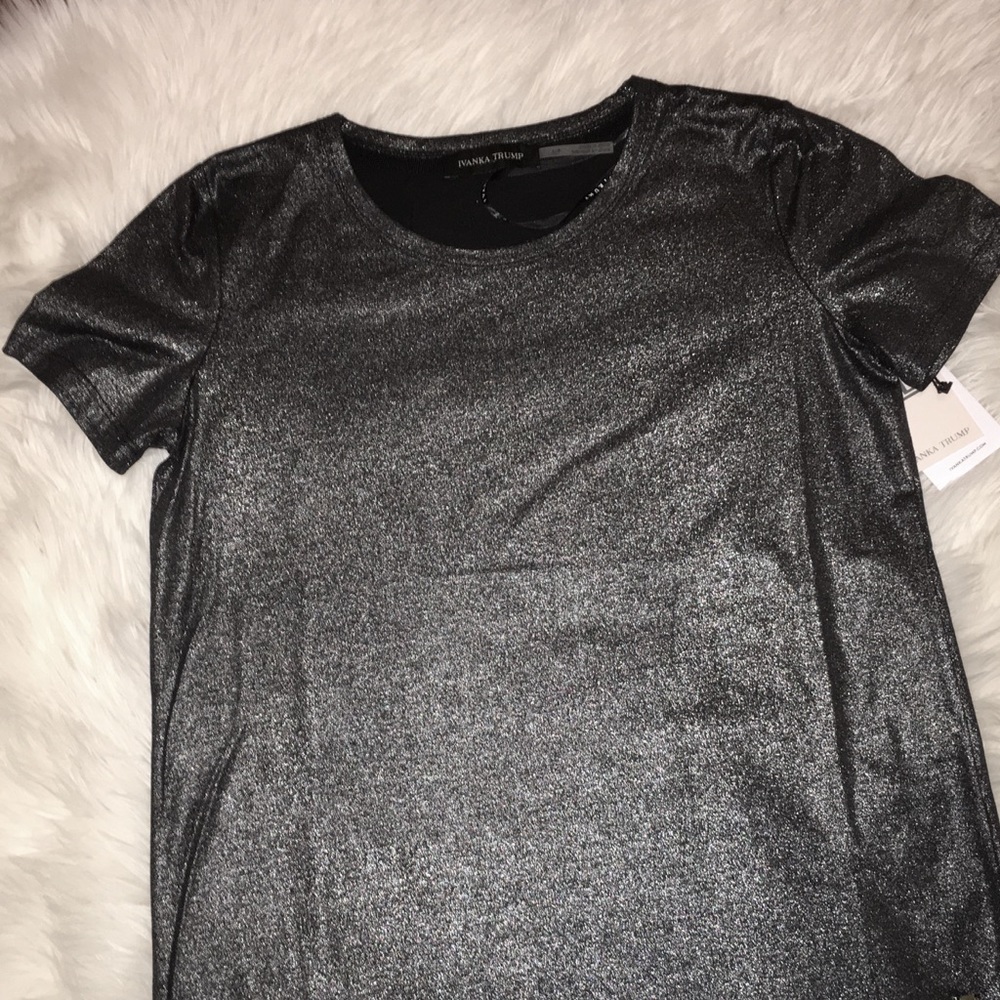 Ivanka Trump Charcoal Sparkly Shirt / Glam Tee New